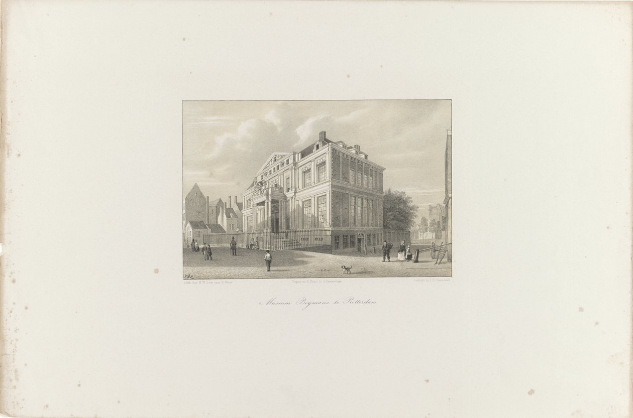 Widok Muzeum Boijmans w Rotterdamie, 1854 Muzeum Boijmans w Rotterdamie (tytuł na obiekcie) Towarzystwo Promocji Toonkunst, jego Festiwal Muzyczny i miasto Rotterdam. pamięć roku 1854 (tytuł serii na obiekcie) autorstwa Hendrik Wilhelmus Last