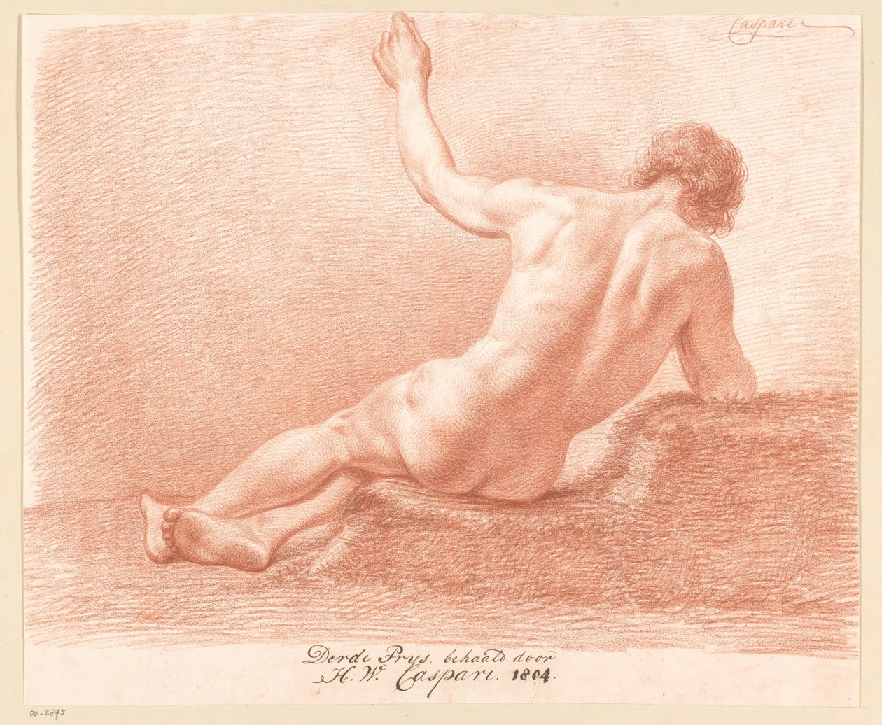 Siedzący akt męski, widziany z tyłu (3. nagroda 1804) autorstwa Hendrik Willem Caspari