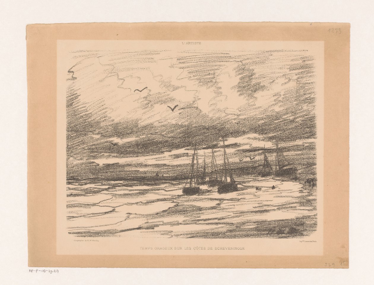 Burzowa pogoda na wybrzeżu Scheveningen Temps orageux sur les Côtes de Scheveningue (tytuł na obiekcie) autorstwa Hendrik Willem Mesdag