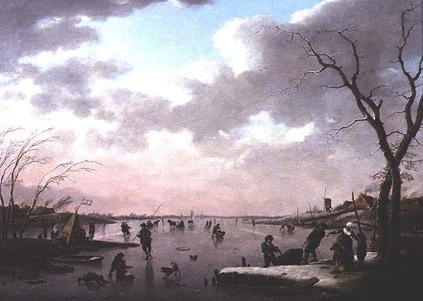 Scena zimowa, Postacie na lodzie autorstwa Hendrik Willem Schweickhardt