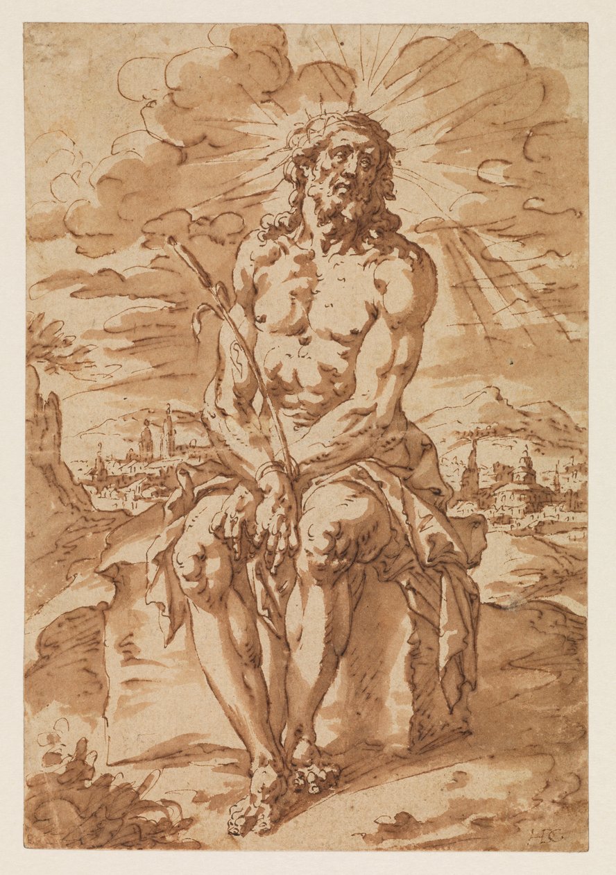 Mąż smutków - Ecce Homo, 1585-1630 autorstwa Hendrick de Clerck