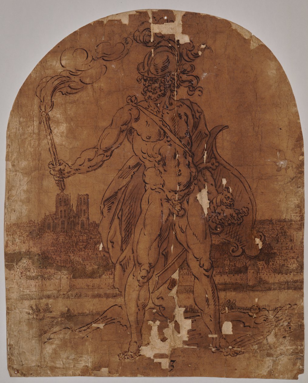 Mars stojący poza murami Brukseli autorstwa Hendrik de Clerck