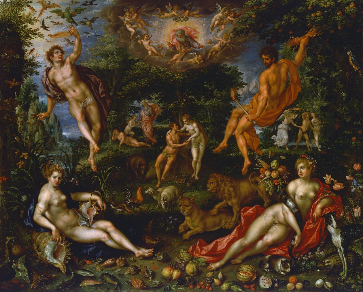 Ziemski raj, ok. 1607 (olej na płótnie) autorstwa Hendrik de Fromantiou