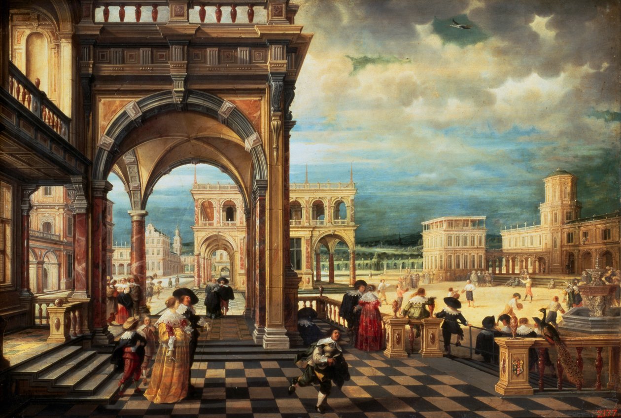 Pałac Włoski, 1623 (olej na miedzi) autorstwa Hendrik the Younger Steenwyck