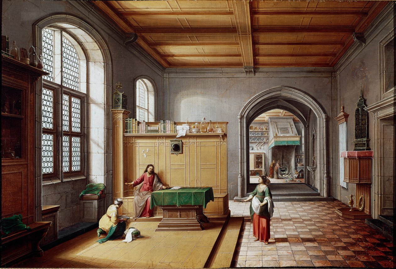 Jezus u Marthe et Marie de Bethanie Malarstwo Hendrik van Steenwyck Jeune (ok. 1580- ok. 1642) (von Steenwick) (Steenwijk) autorstwa Hendrik van (c.1580 1649) Steenwyk