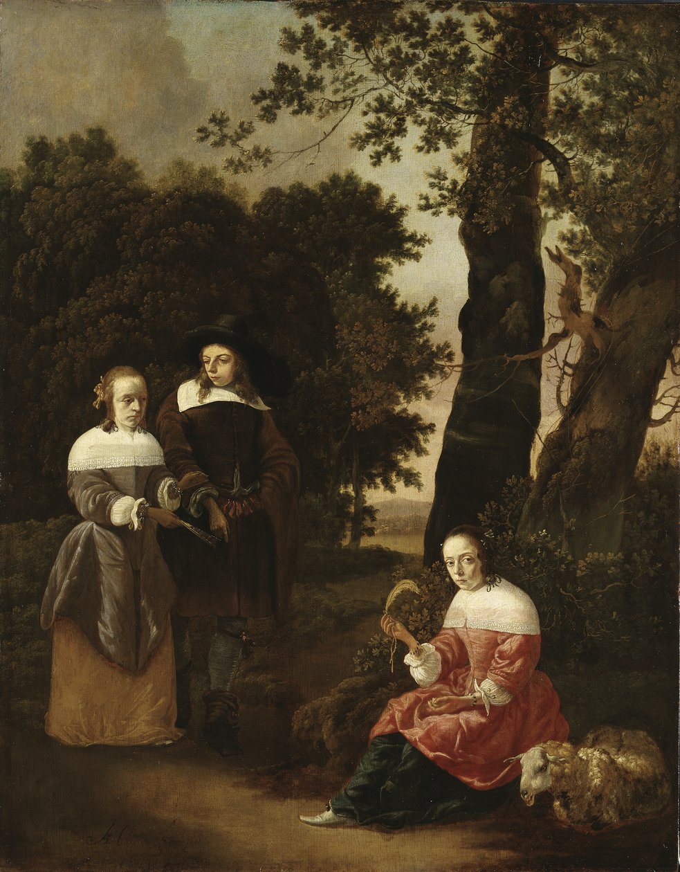 Para i pasterka w krajobrazie, 1661 autorstwa Hendrik van der Burgh