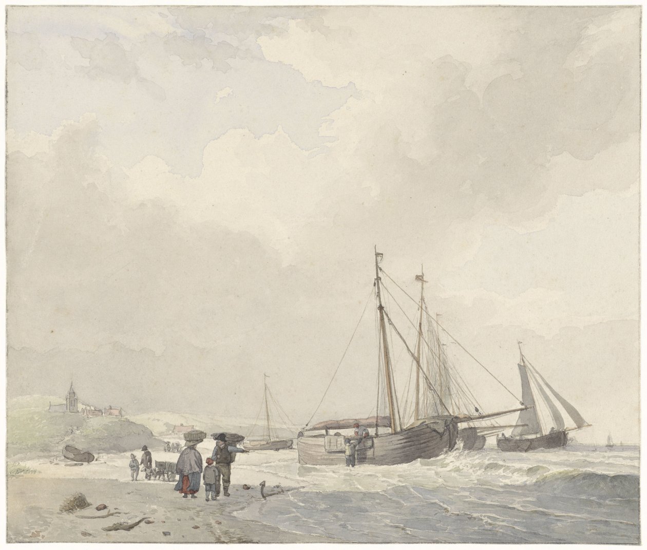 Widok na plażę w Scheveningen autorstwa Hendrikus van de Sande Bakhuyzen