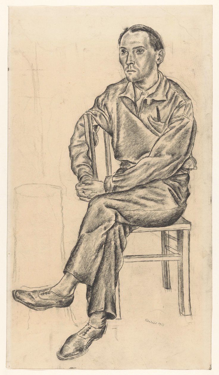 Mężczyzna siedzący na krześle autorstwa Henk Henriët (signed by artist)