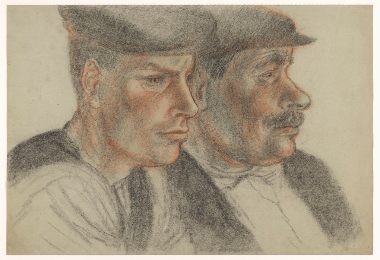 Portret dwóch nieznanych mężczyzn w czapkach autorstwa Henk Henriët