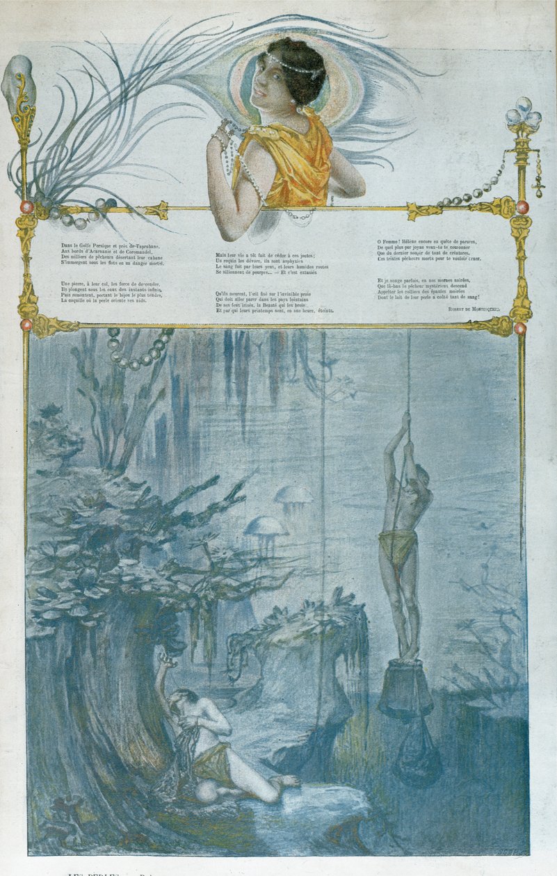 Ilustracja do „Les Perles”, wiersz Roberta de Montesquiou (1855-1921) autorstwa Henri Alphonse Louis Laurent Desrousseaux