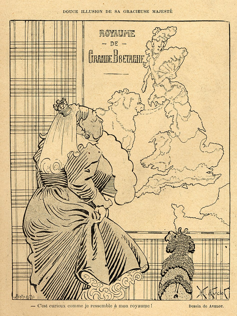 Karykatura królowej Wiktorii z „Le Rire”, 22 kwietnia 1899 r. autorstwa Henri Avelot
