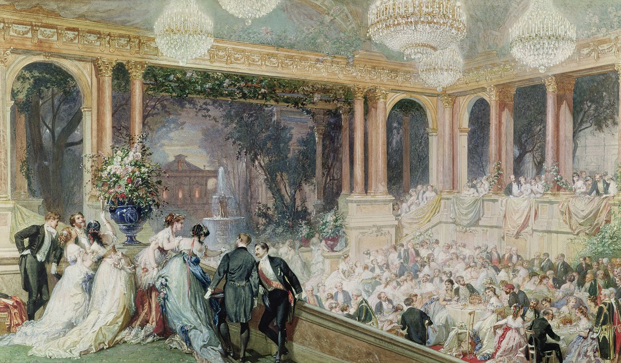 Kolacja w Tuileries, 1867 autorstwa Henri Baron