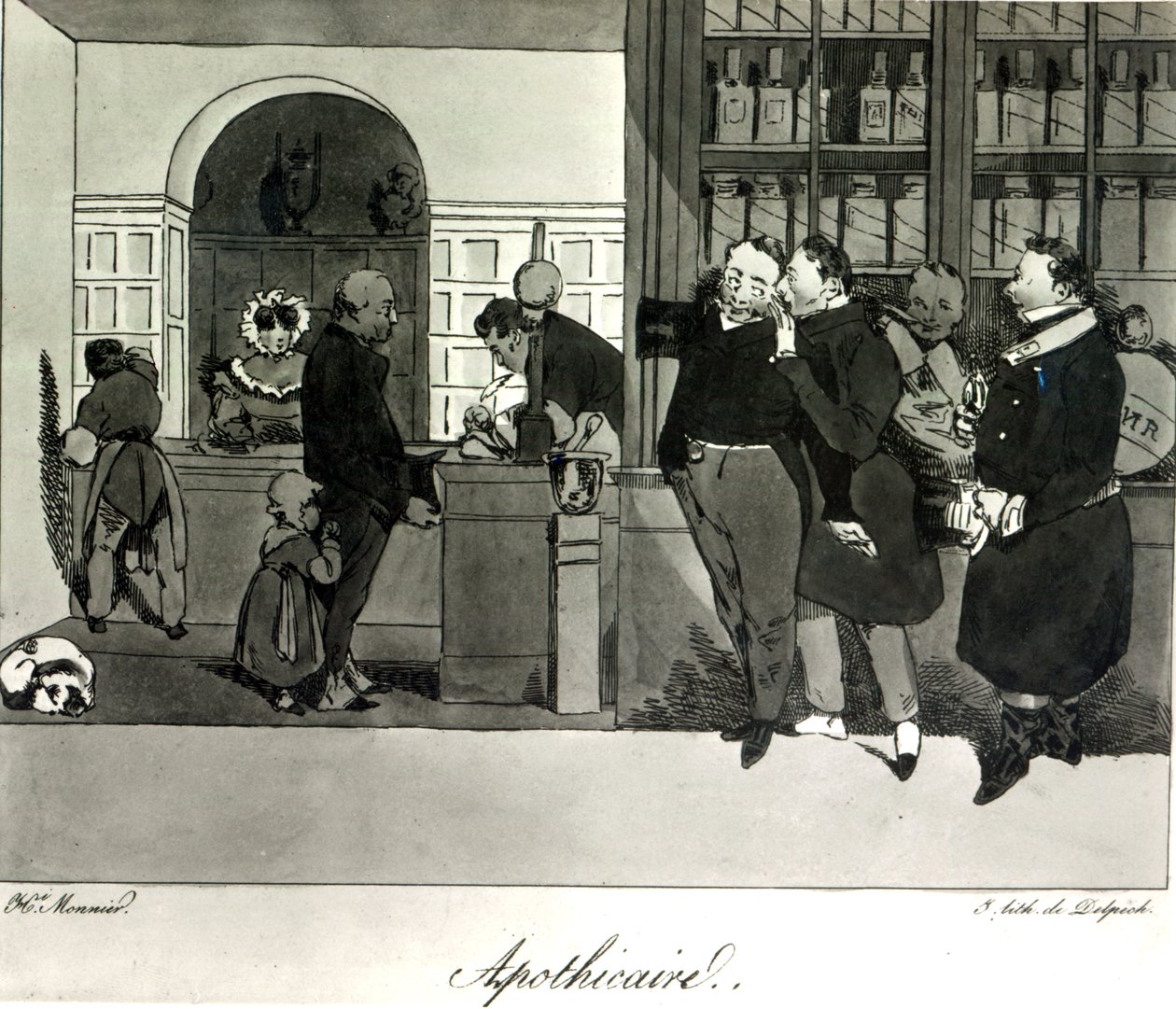 Aptekarz, grawerowany przez Delpech autorstwa Henri Bonaventure Monnier