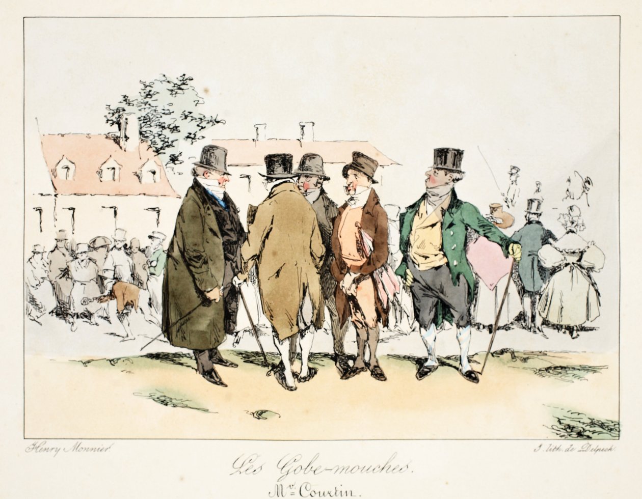 Muchołówki, c.1828 (ręcznie kolorowane lito) autorstwa Henri Bonaventure Monnier