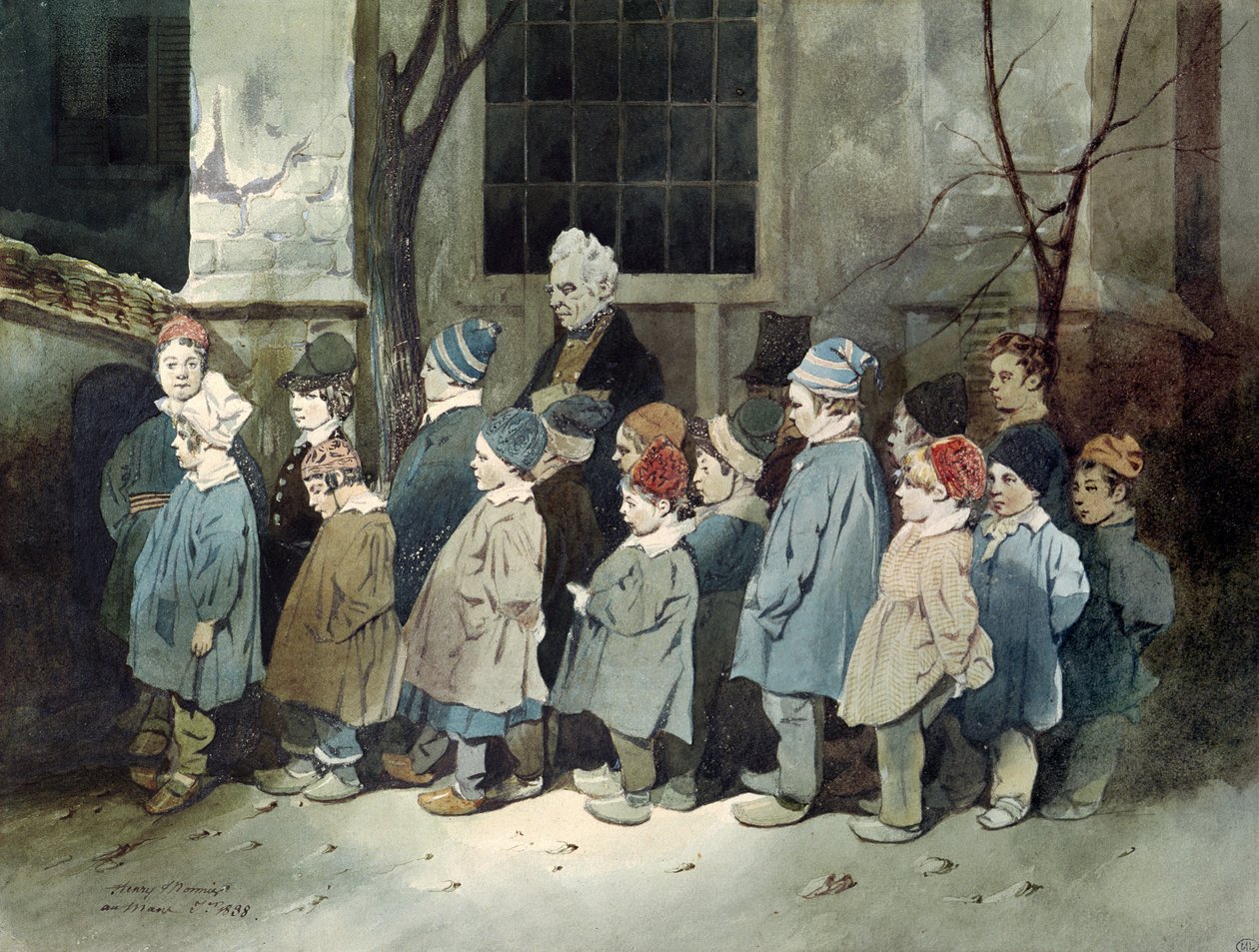 Uczniowie na placu zabaw autorstwa Henri Bonaventure Monnier