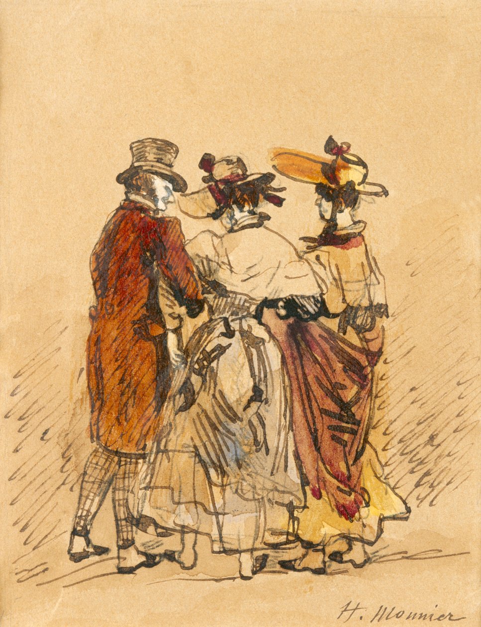 Spacer (atrament i toaleta na papierze) autorstwa Henri Bonaventure Monnier
