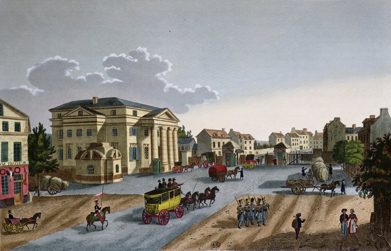 Barriere Saint Denis, ok. 1815-20 (rycina kolorowa) autorstwa Henri Courvoisier Voisin