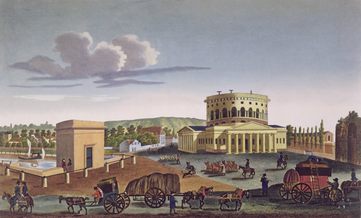 Barriere de la Villette, ok.1815-20 (kolor grawerowany) autorstwa Henri Courvoisier Voisin