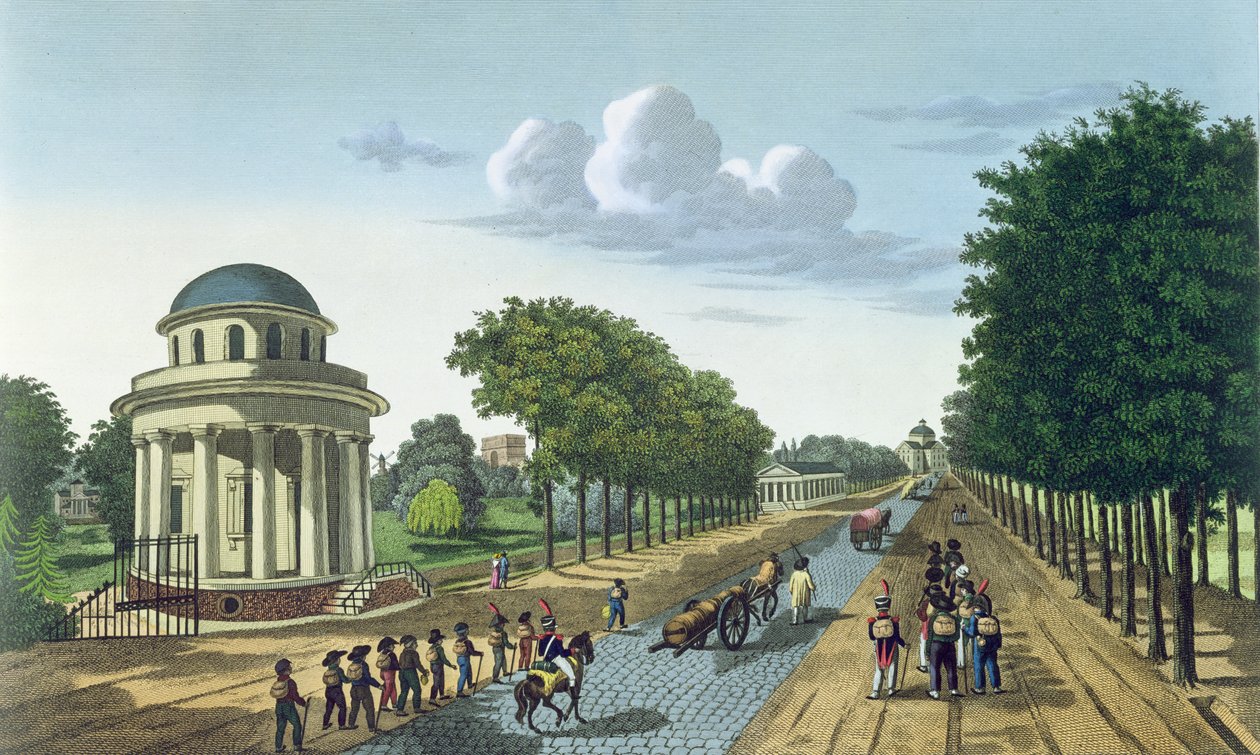 Parc Monceaux, ok. 1815-20 (kolor grawerowany) autorstwa Henri Courvoisier Voisin