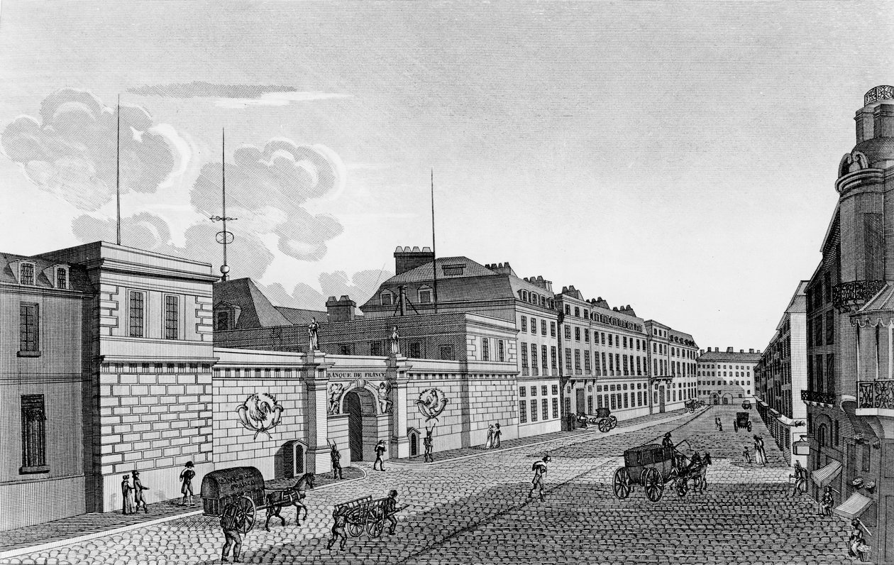 Widok Banku Francji z Rue Croix-des-Petits-Champs, 1800 autorstwa Henri Courvoisier Voisin