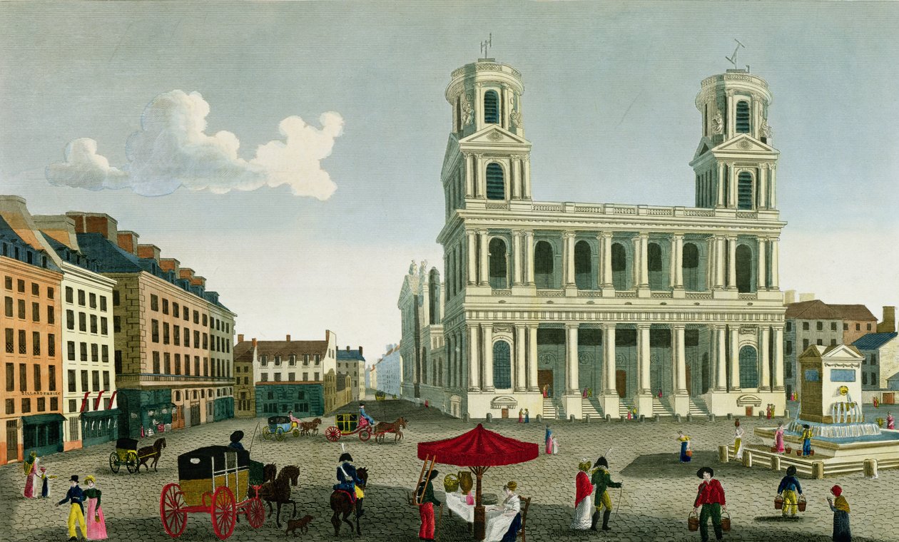 Widok kościoła Saint-Sulpice, rytowany przez Anne Rosalie Filleul (z domu Bouquet) (1752-94) autorstwa Henri Courvoisier Voisin