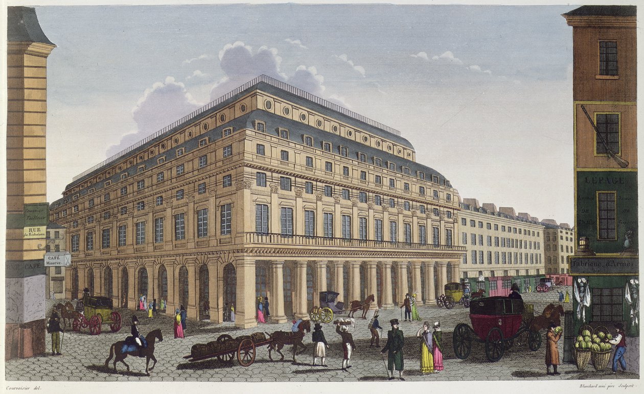 Le Theatre Francaise (Comedie Francaise) c.1815-20 (kolorowe grawerowanie) autorstwa Henri Courvoisier Voisin