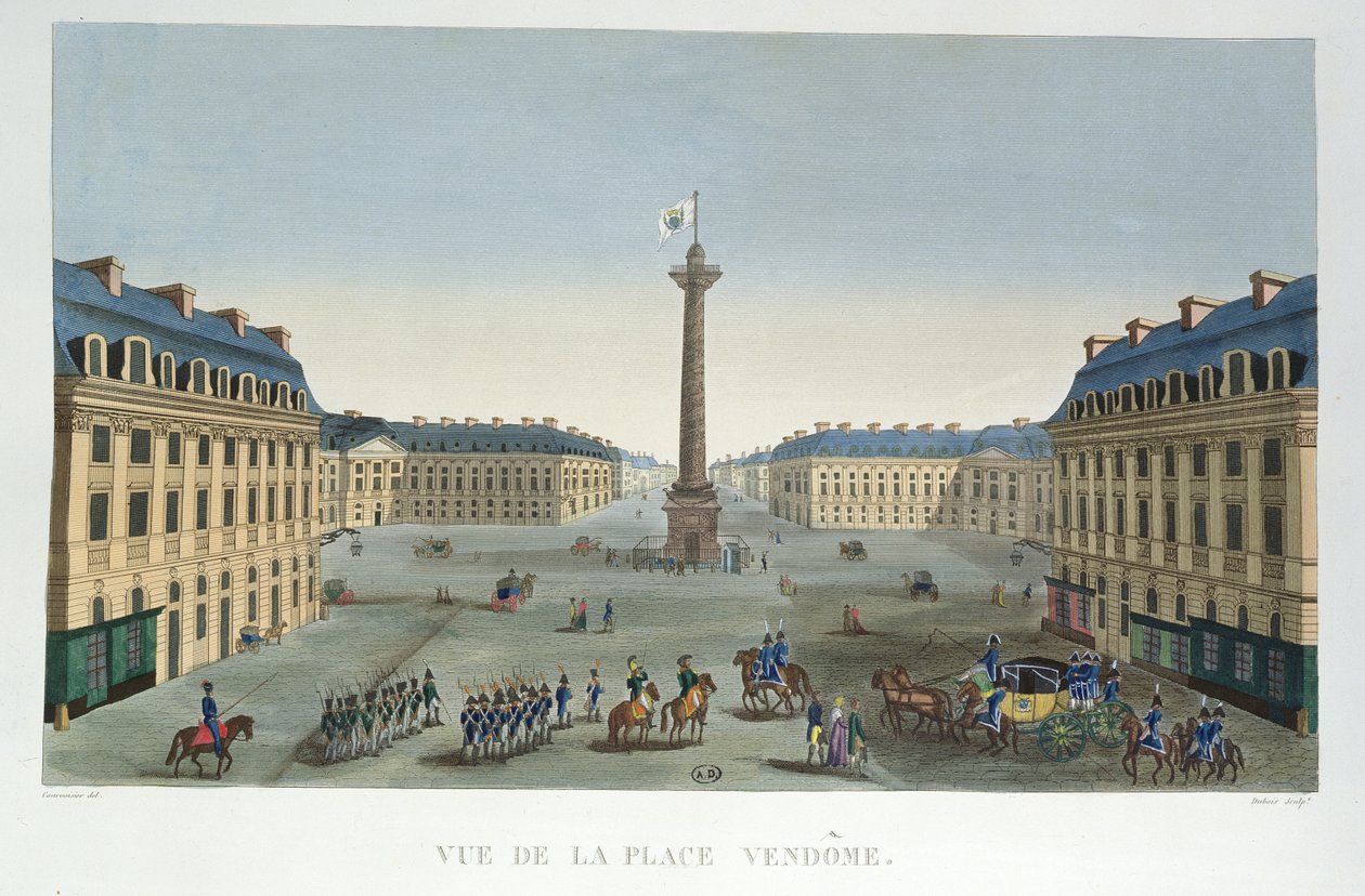 The Place Vendome, c.1815-20 (kolor grawerowany) autorstwa Henri Courvoisier Voisin