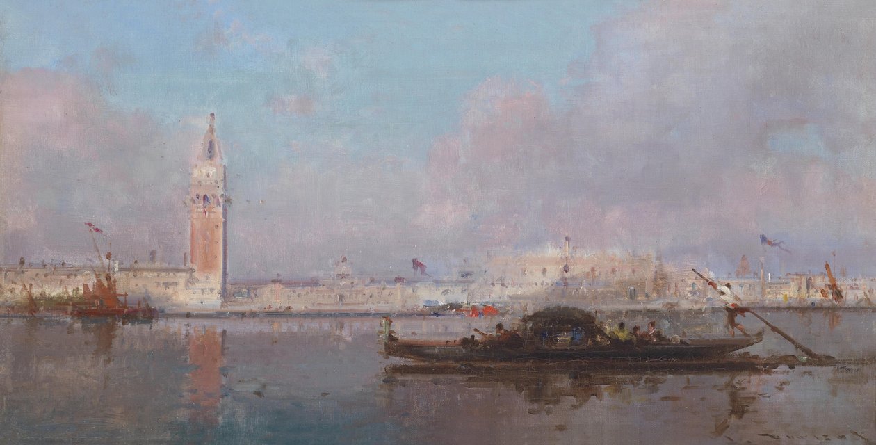Gondole przed S. Giorgio Maggiore Wenecja autorstwa Henri Duvieux