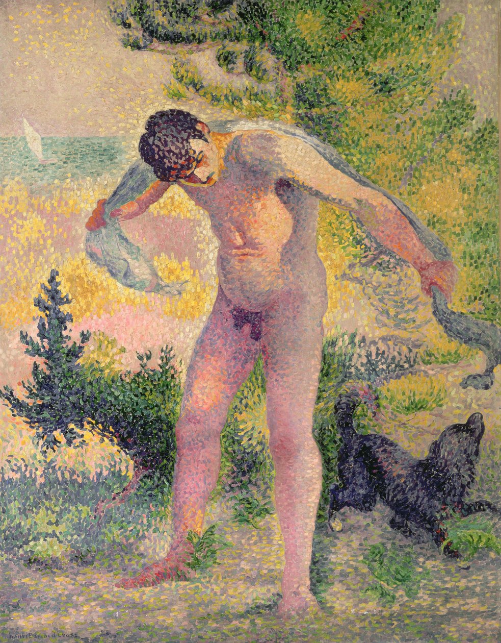 Kąpiący się suszący się w St. Tropez, 1893 autorstwa Henri Edmond Cross