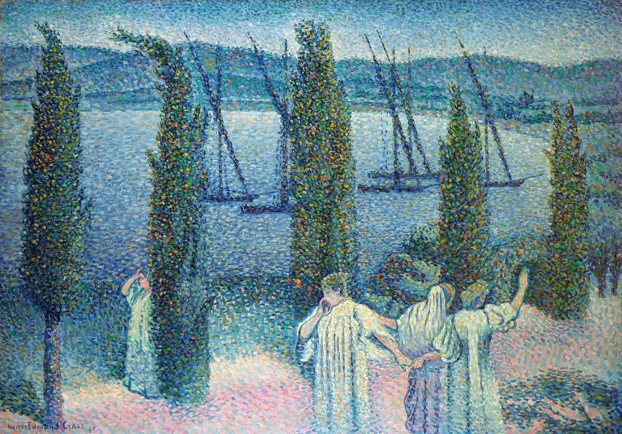 د سایپرس ونو سره ساحل لید، 1896 پولی autorstwa Henri Edmond Cross