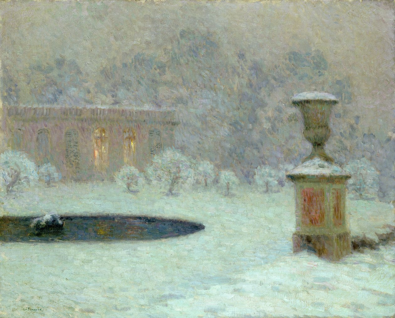 Trianon pod śniegiem, ok. 1905 autorstwa Henri Eugene Augustin Le Sidaner