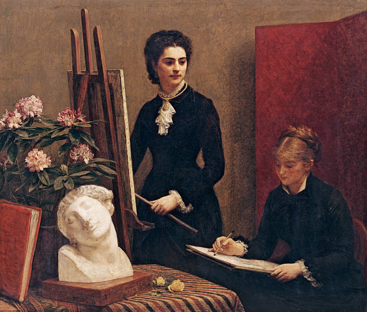 Lekcja rysunku w warsztacie autorstwa Ignace Henri Jean Fantin Latour