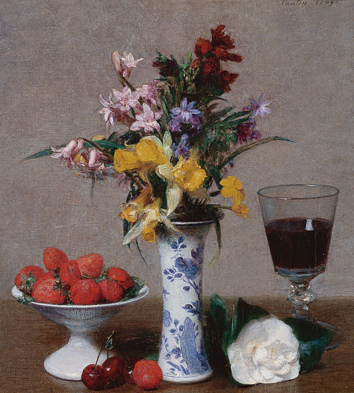 Zaręczynowy bukiet autorstwa Ignace Henri Jean Fantin Latour