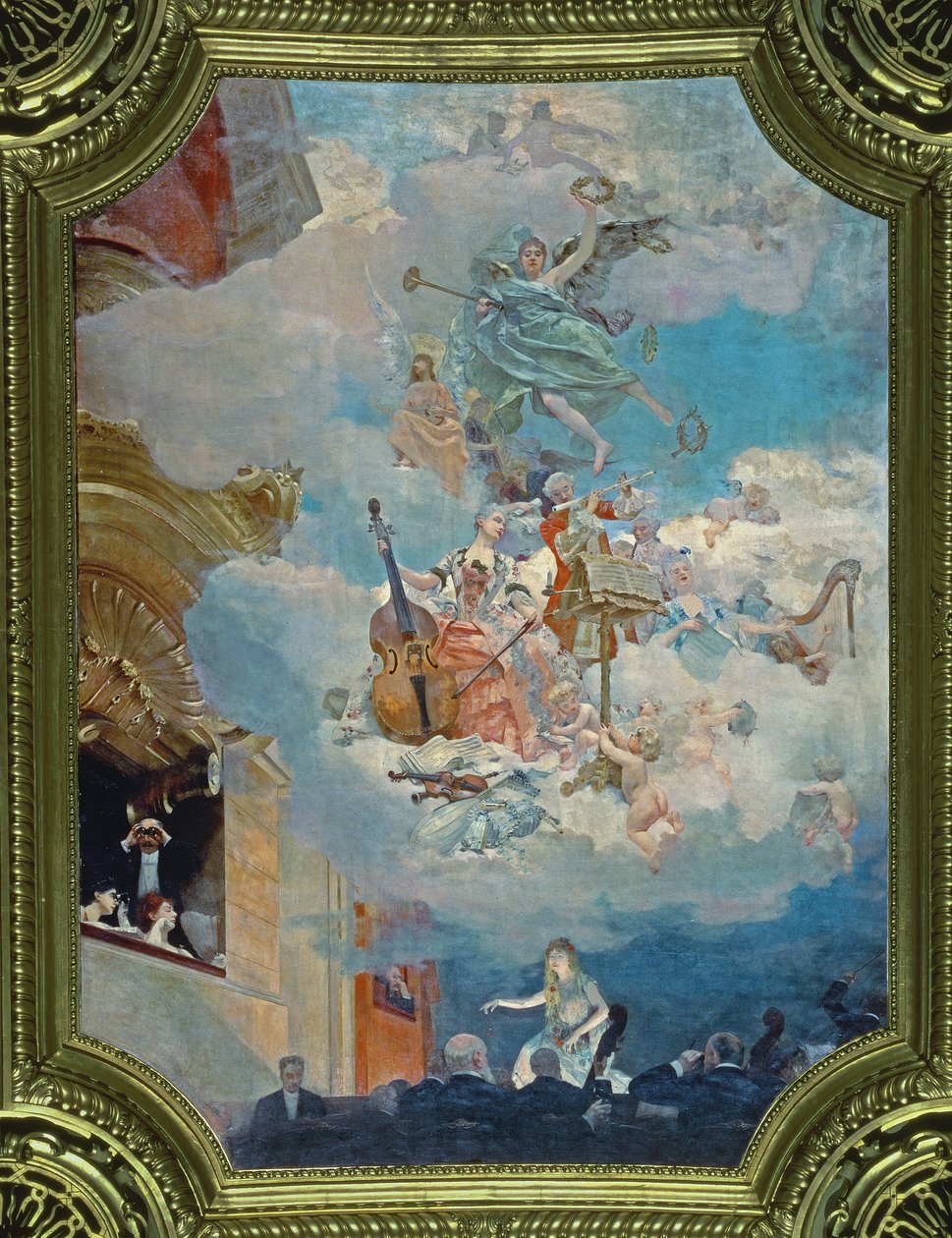 Muzyka na przestrzeni wieków, sufit w Salle des Fetes (sala balowa), 1891 autorstwa Henri Gervex