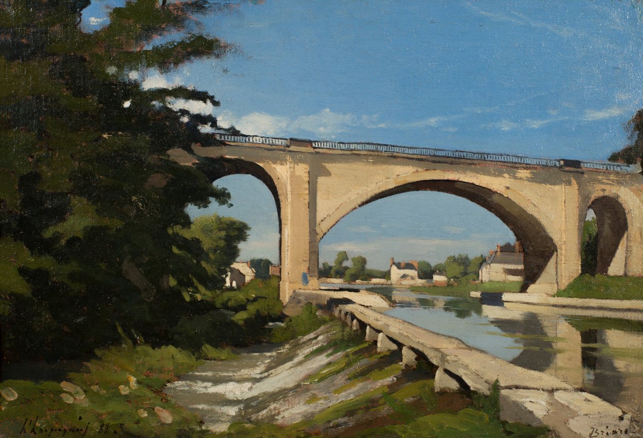 Most kolejowy w Briare autorstwa Henri Joseph Harpignies