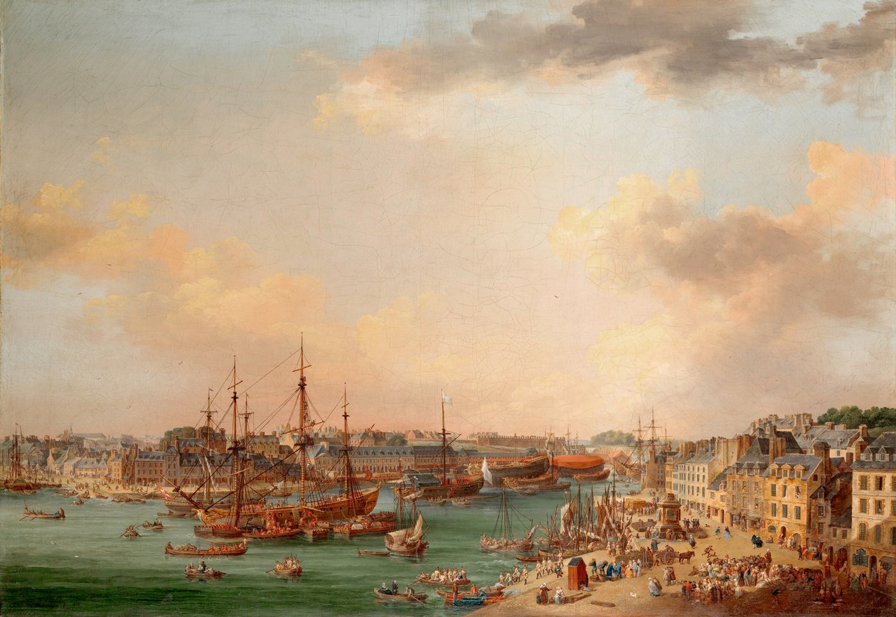Port zewnętrzny w Brześciu autorstwa Henri Joseph Van Blarenberghe