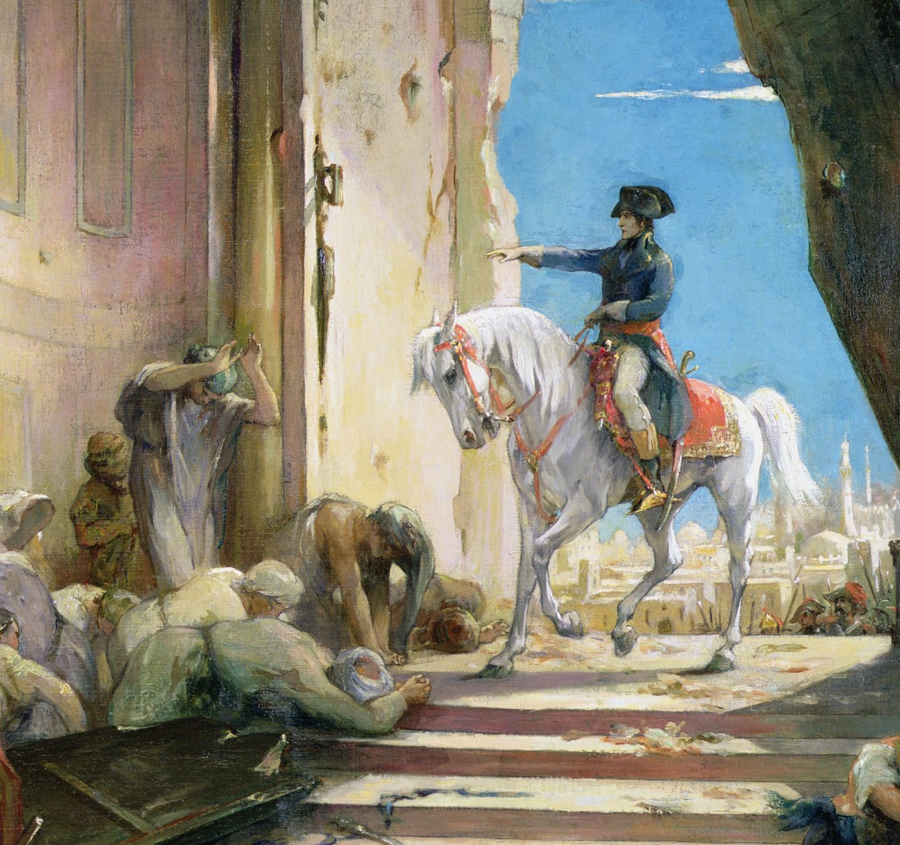 Napoleon Bonaparte (1769-1821) w Wielkim Meczecie w Kairze (detal z 26200) autorstwa Henri Leopold Levy