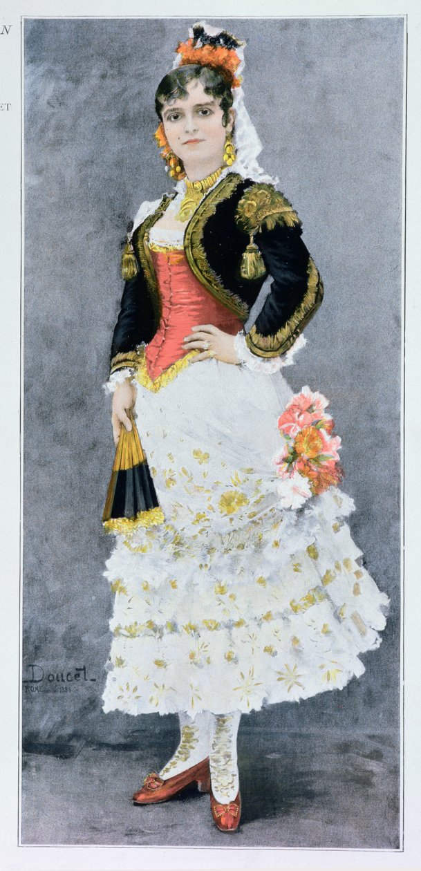 Celestine Galli-Marie (1840-1905) w roli „Carmen” Georgesa Bizeta (1838-75), 1884 (kolorystyka) autorstwa Henri Lucien Doucet