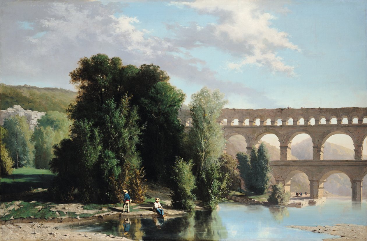 Widok na Pont du Gard, 1859 autorstwa Henri Marie Poinsot