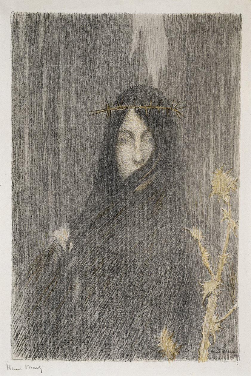 Tete de femme (Głowa kobiety), 1897 (litografia w kolorach) autorstwa Henri Martin