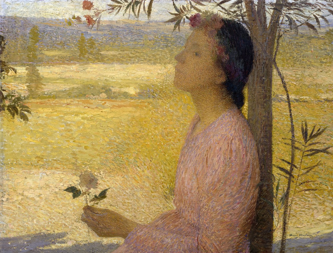 Młoda kobieta z różą autorstwa Henri Martin