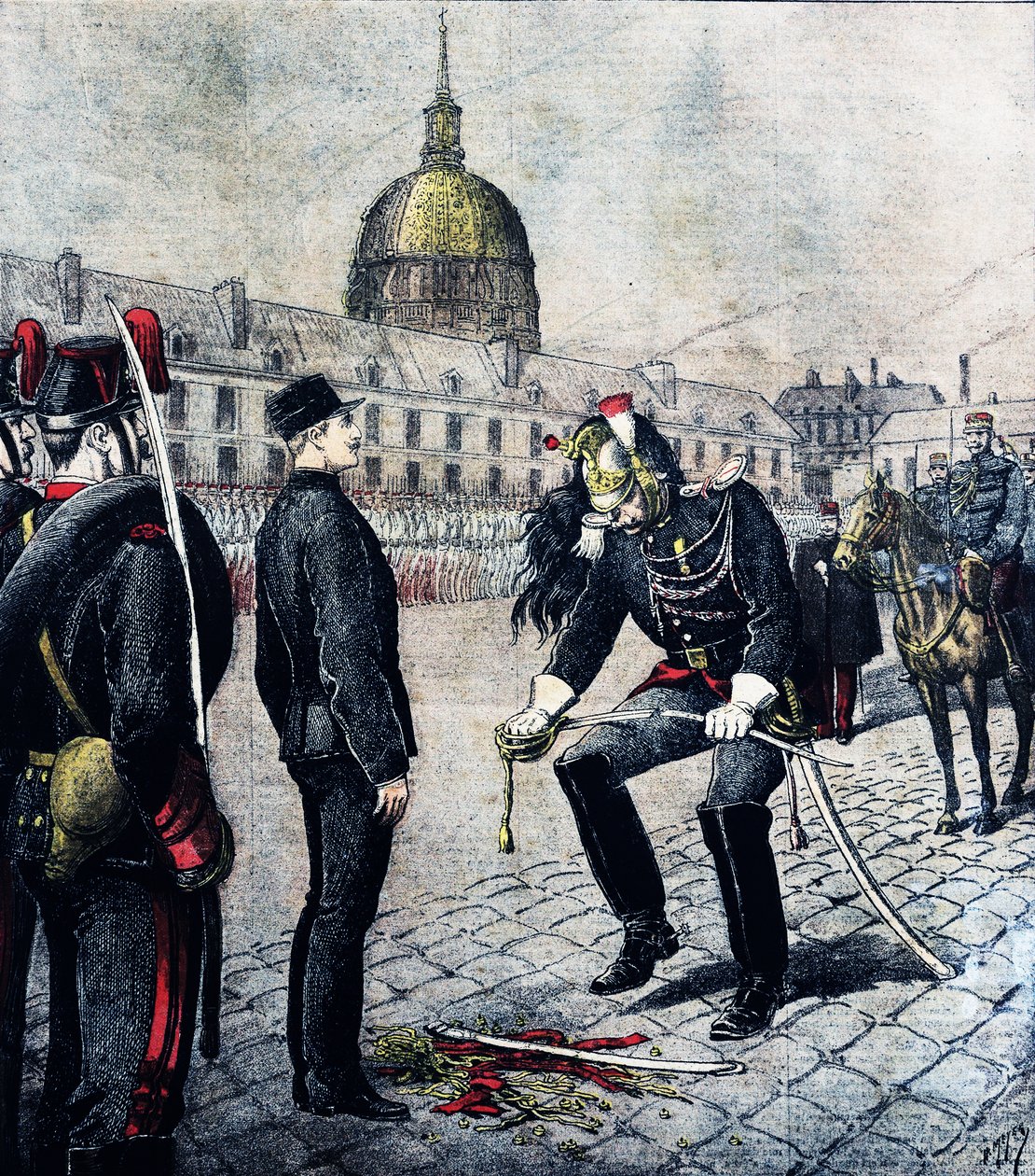 Alfred Dreyfus pozbawiony rangi autorstwa Henri Meyer