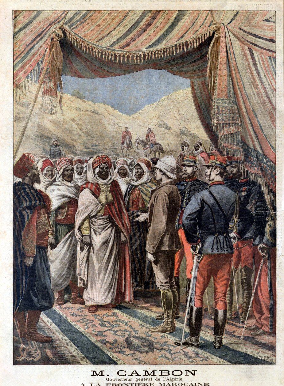 Jules Cambon (1845-1935) gubernator generalny Algierii 1871-1897 na granicy marokańskiej, ilustracja z „Le Petit Journal” 9 maja 1897 autorstwa Henri Meyer