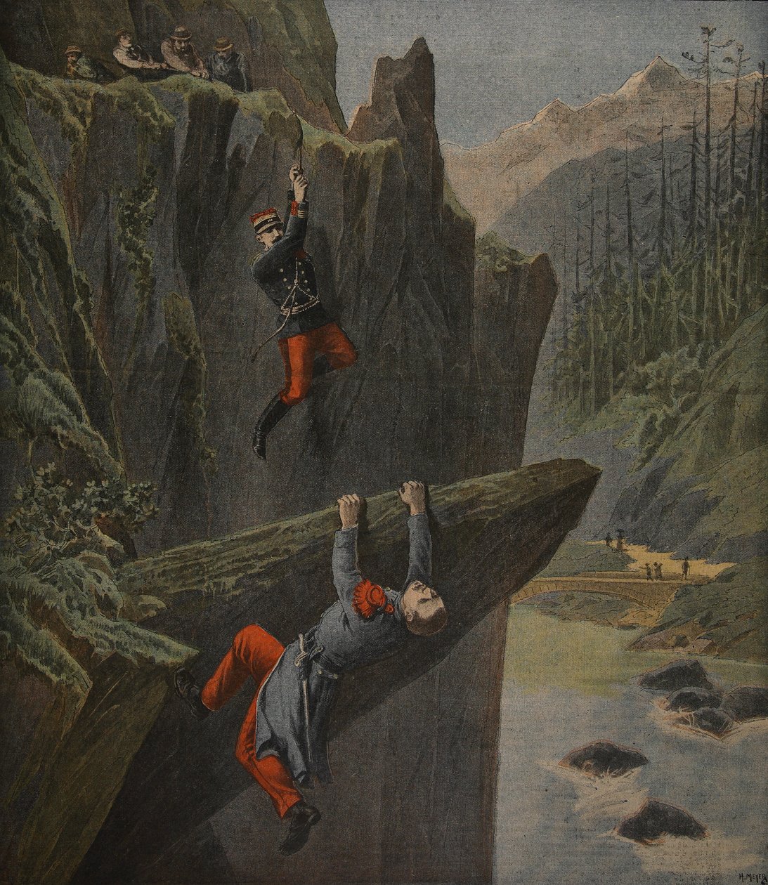 Na ratunek żołnierzowi, ilustracja z „Le Petit Journal: Supplement illustre”, 13.02.1898 autorstwa Henri Meyer