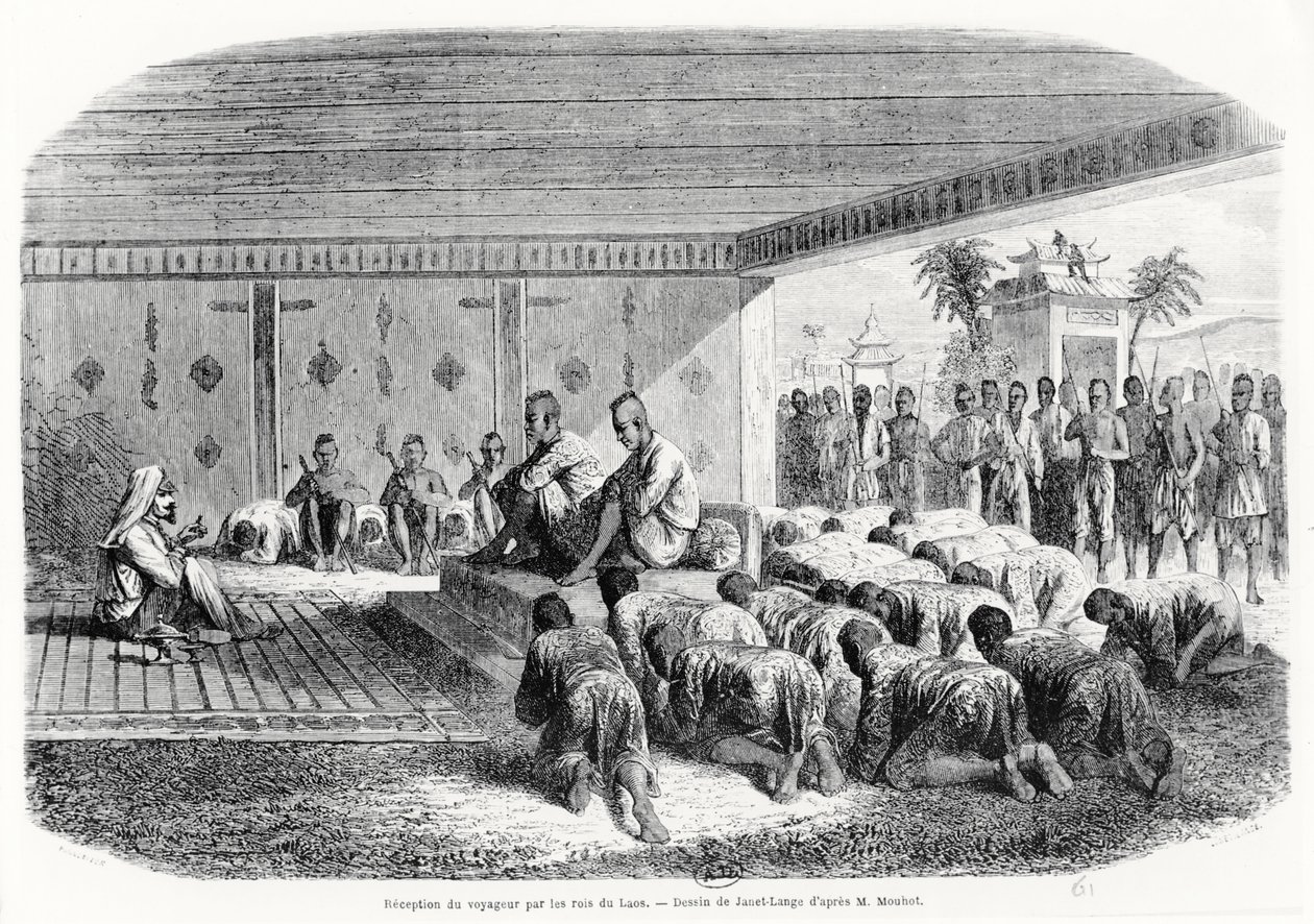 Przyjęcie podróżnika przez króla Laosu, 1861 autorstwa Henri Mouhot