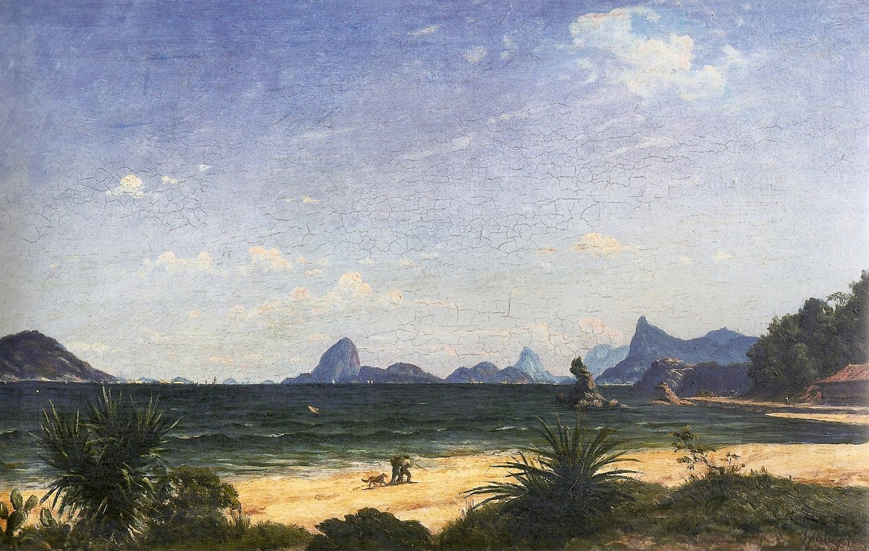 Wejście do zatoki Rio de Janeiro widziane z plaży Icarai w Niteroi autorstwa Henri Nicolas Vinet