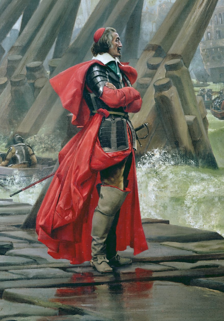 Kardynał Richelieu na murze w La Rochelle, 1881 (detal z 153763) autorstwa Henri Paul Motte