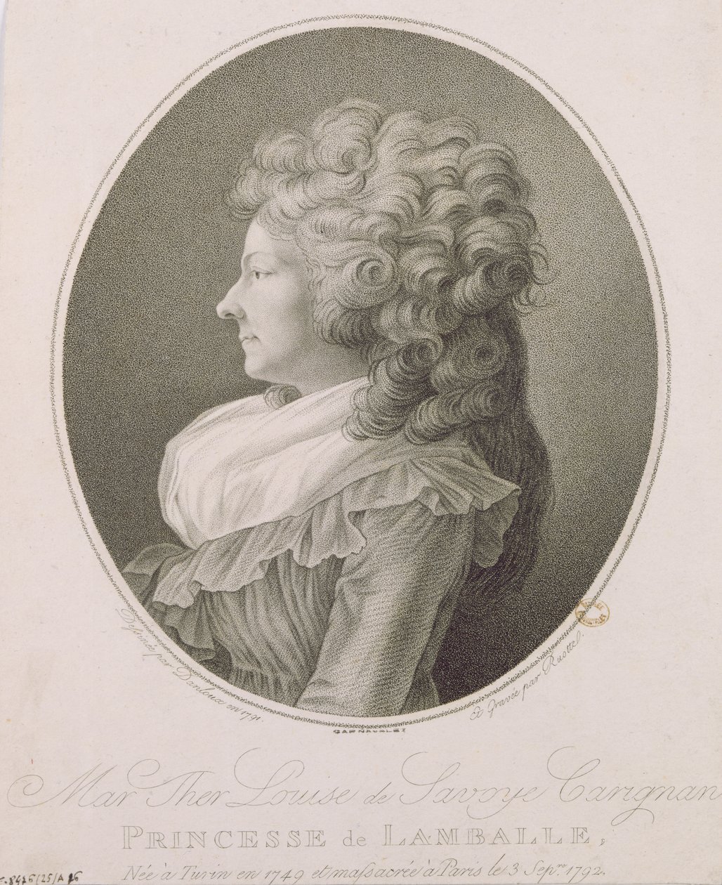 Marie Therese Louise de Savoie-Carignan (1749-92) Księżniczka Lamballe, 1791 autorstwa Henri Pierre Danloux