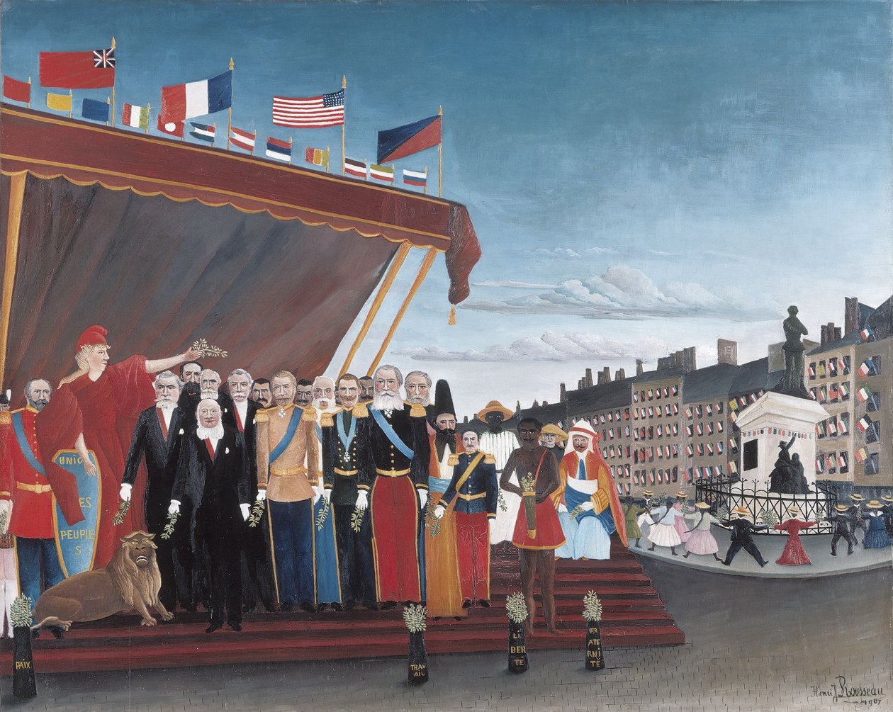 Przedstawiciele obcych mocarstw przychodzących witać republikę na znak pokoju autorstwa Henri Rousseau