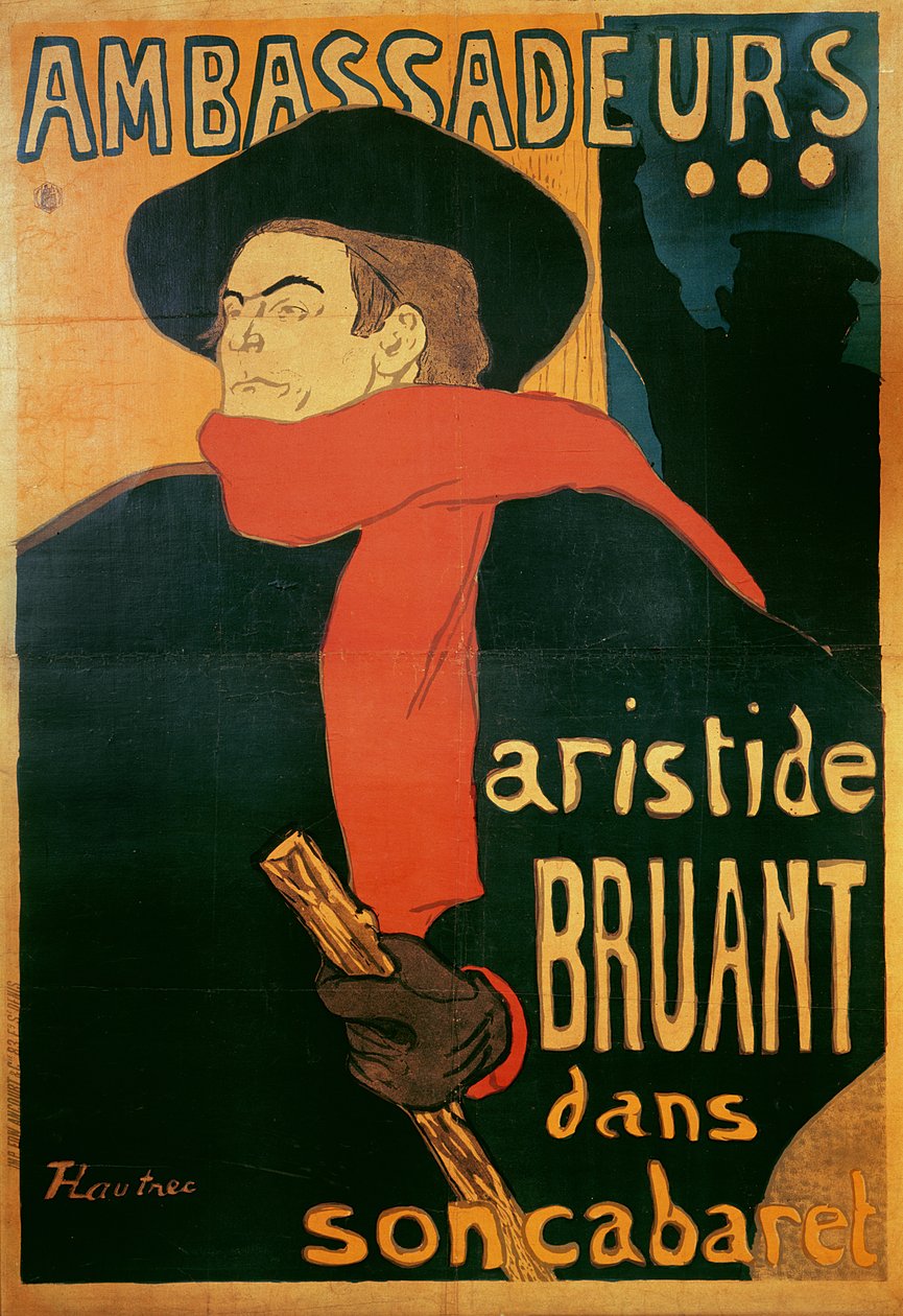 Ambasadorzy: Aristide Bruant, 1892 autorstwa Henri de Toulouse Lautrec